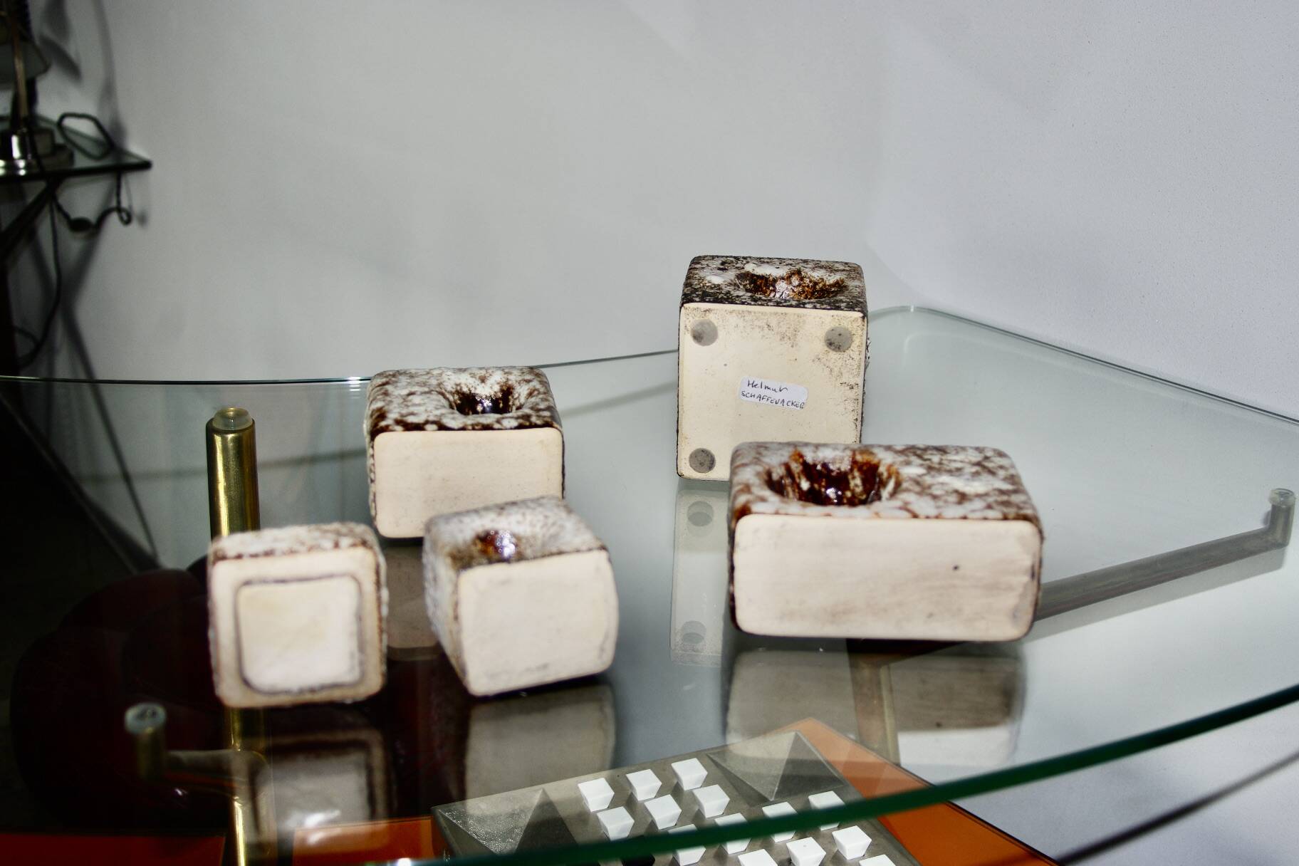 Set of vintage cubist ceramic vases by schaffenacker 1970