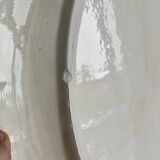 Large oval dish in sculpted white ceramic