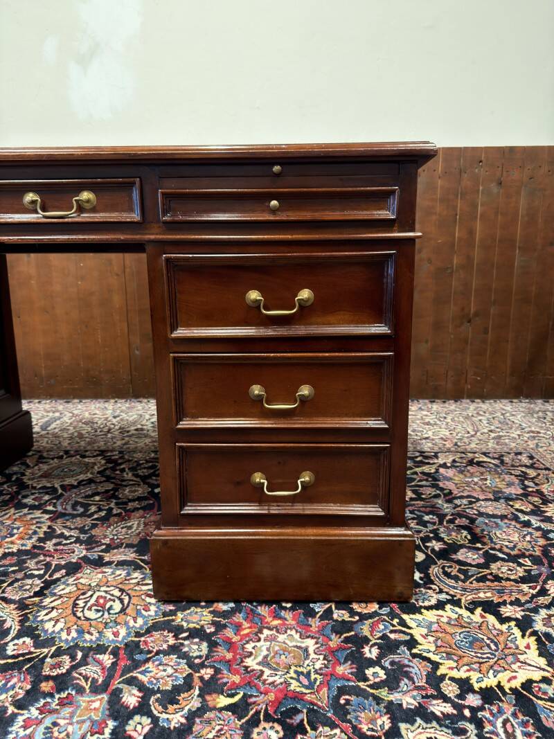 Classic English Desk with Green Leather