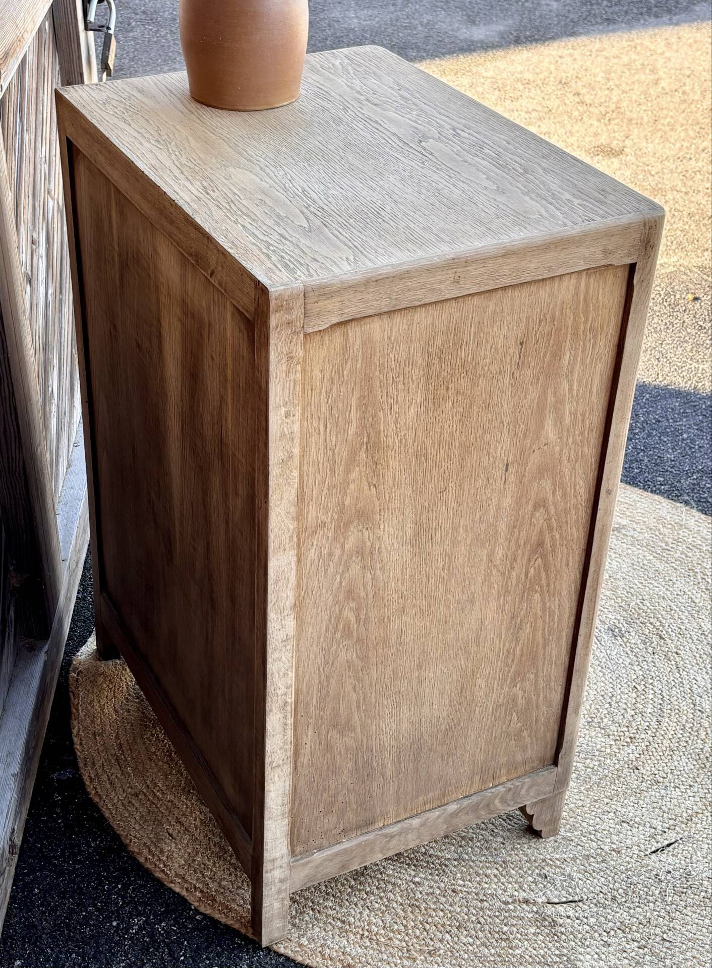 Vintage 5-drawer chest of drawers from the 1940s in raw oak.