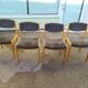 Lot de 4 Chaises en bois blond et tissu gris - Vintage