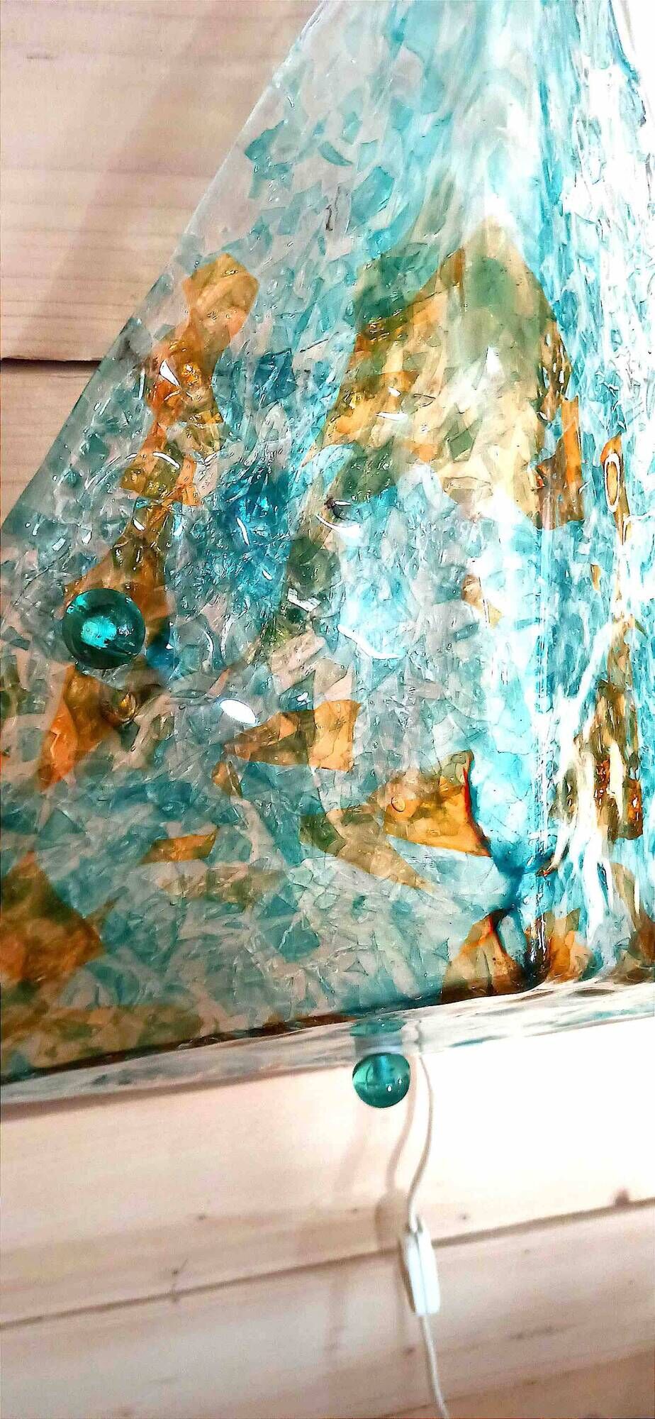 Triangular Murano light fixture (ceiling light or wall light) 1970s Height 48 cm
