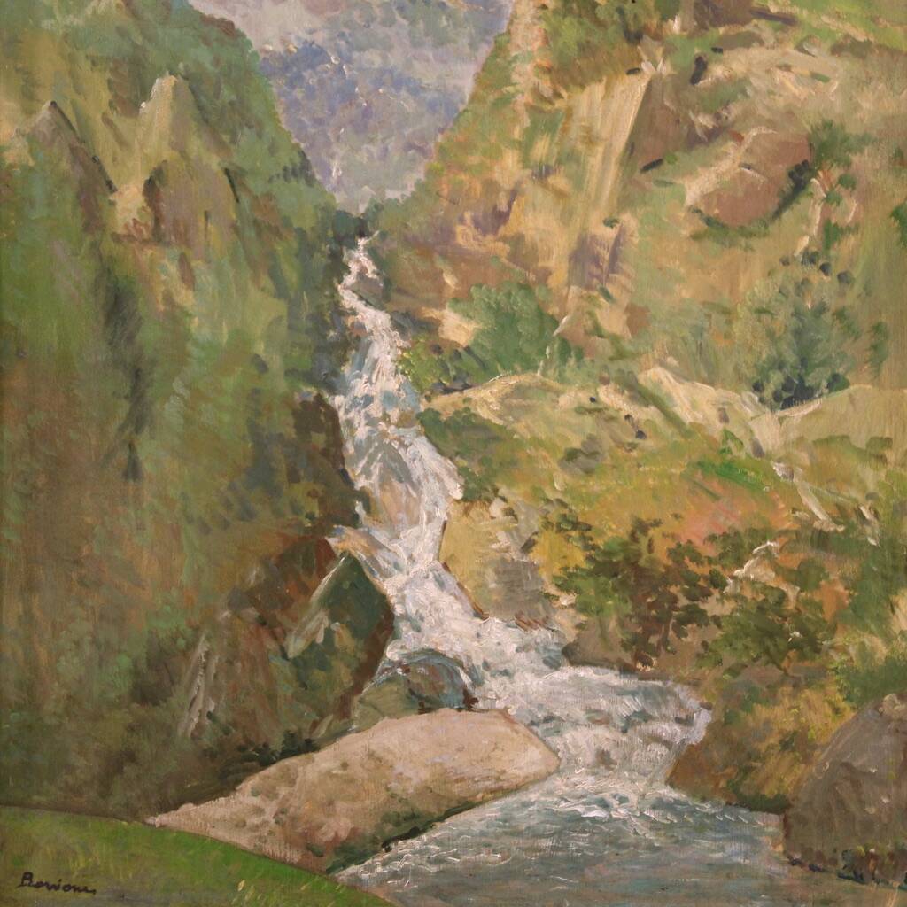Italian signed landscape painting from 20th century