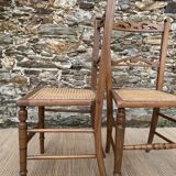 Old chairs in wood and canework