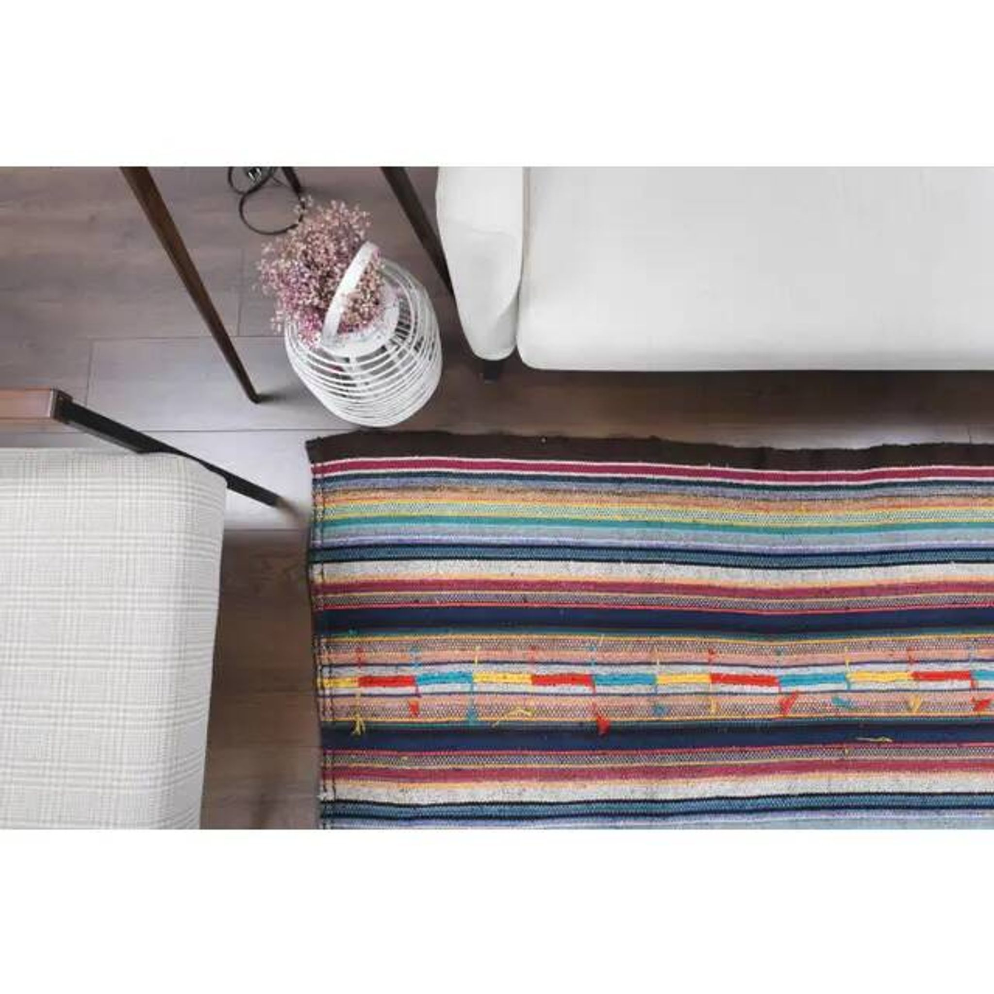 Vintage Turkish Oushak Handmade Wool Cotton Blue Kilim Area Rug 175x317