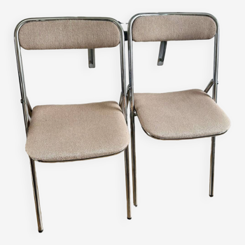 Set of 2 vintage folding chairs by Souvignet Plichaise