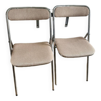 Lot de 2 chaises pliantes vintage par Souvignet plichaise