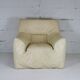 Fauteuil cuir et mousse couleur crème, France, circa 1970
