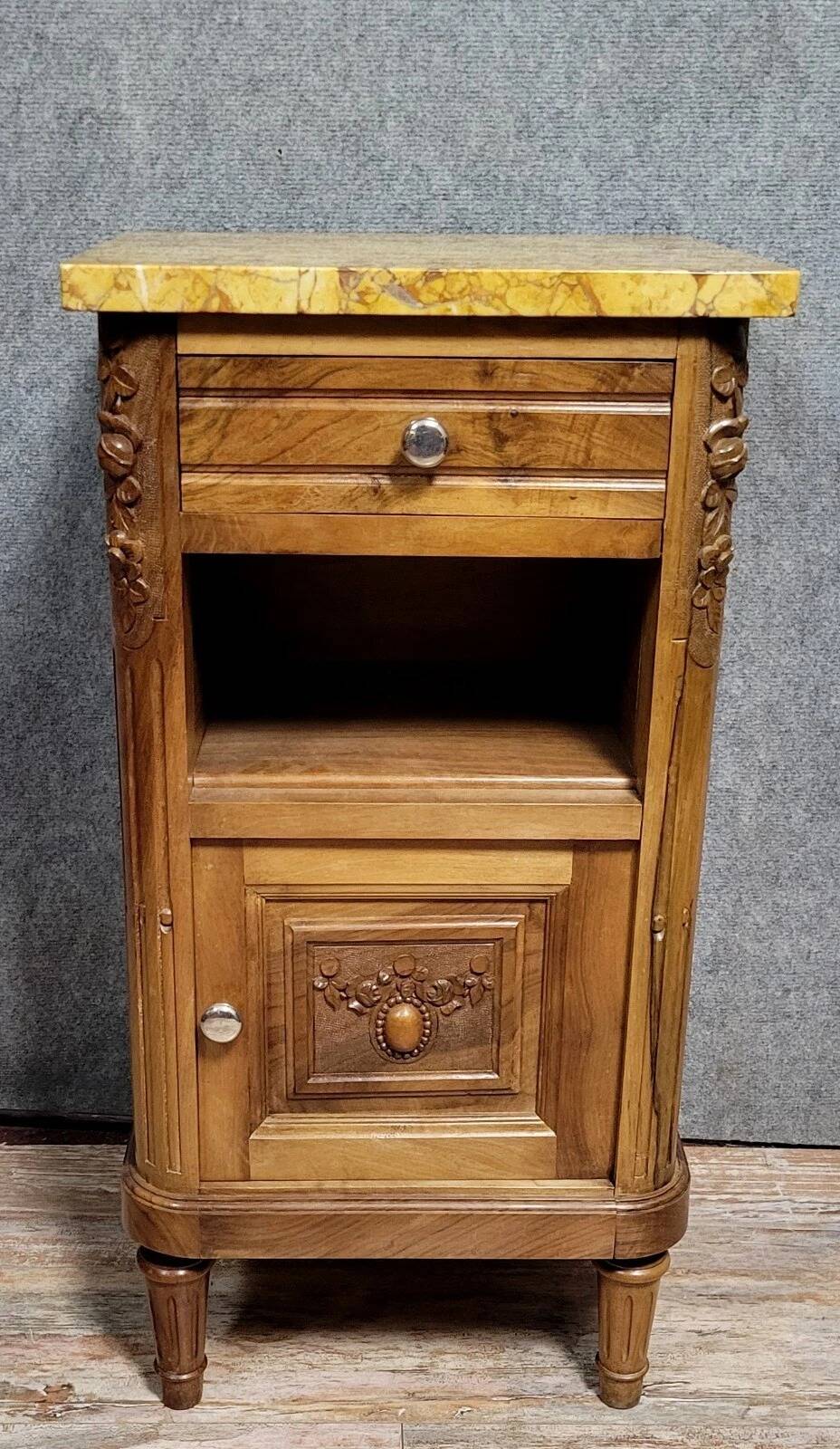 Louis XVI style walnut nightstand or bedside table circa 1900