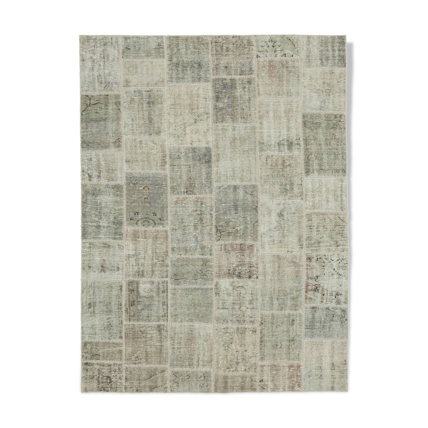 Handwoven Oriental Vintage 172 cm x 236 cm Grey Patchwork Carpet