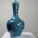 Covered vase or Persian jar, glazed Iznik pottery, vintage turquoise painted.