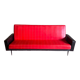 Vintage Daybed sofa bed from the 60s in red and black skaï