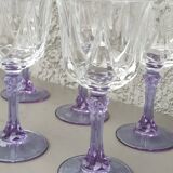 set of 6 purple stemmed crystal wine glasses