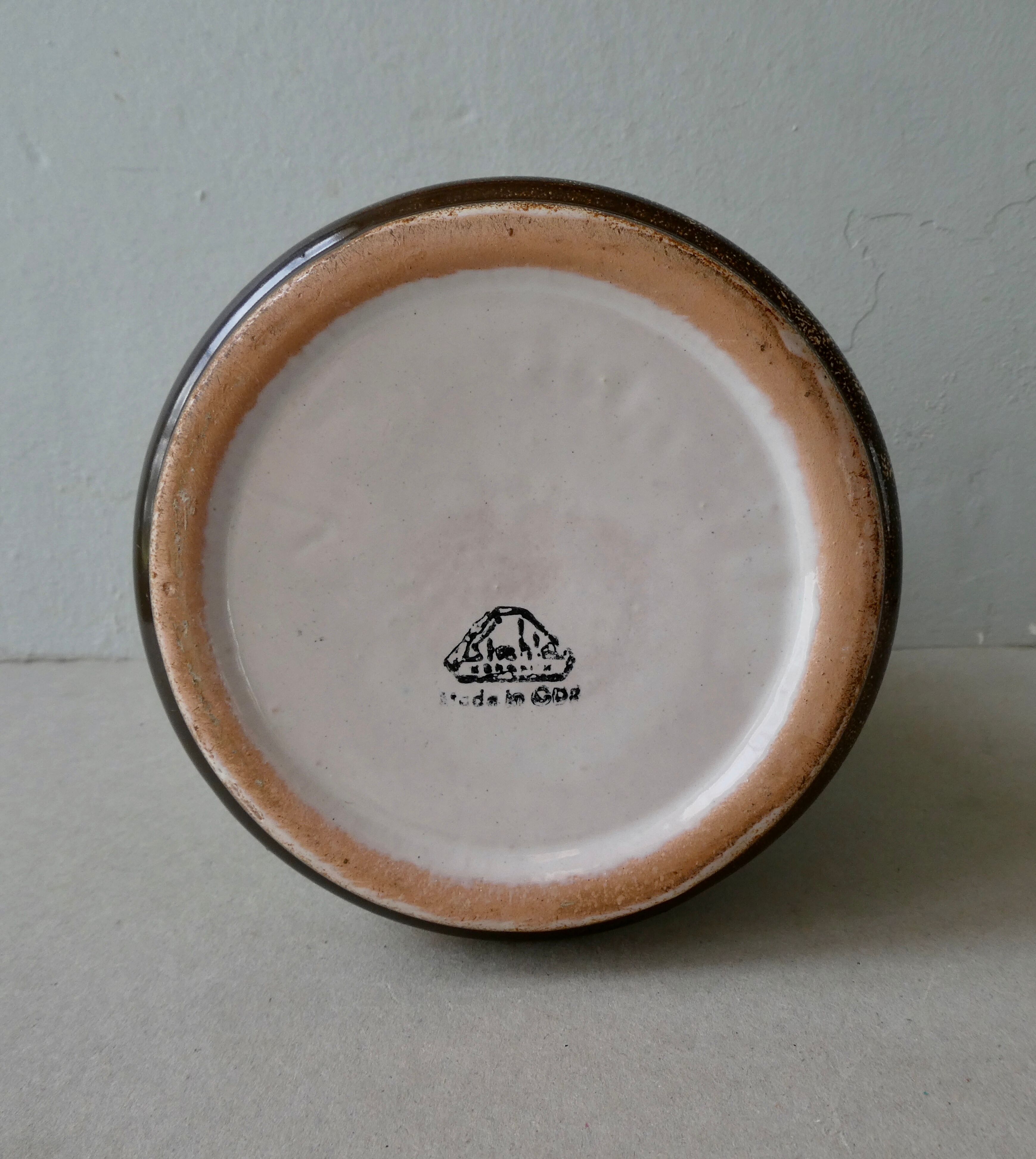 Ceramic vase, vegetable decoration, Strehla GDR, 60s