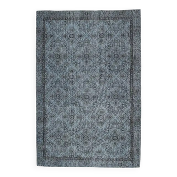 Tapis en laine et coton turc vintage des années 1970, noué à la main, gris 173x263.