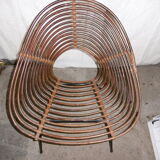 Rattan and wicker shell armchair