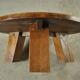 BRUTALIST / massive oak round coffee table / 1970s
