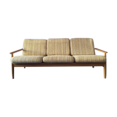 Canapé scandinave en bois et tissu vintage des années 60
