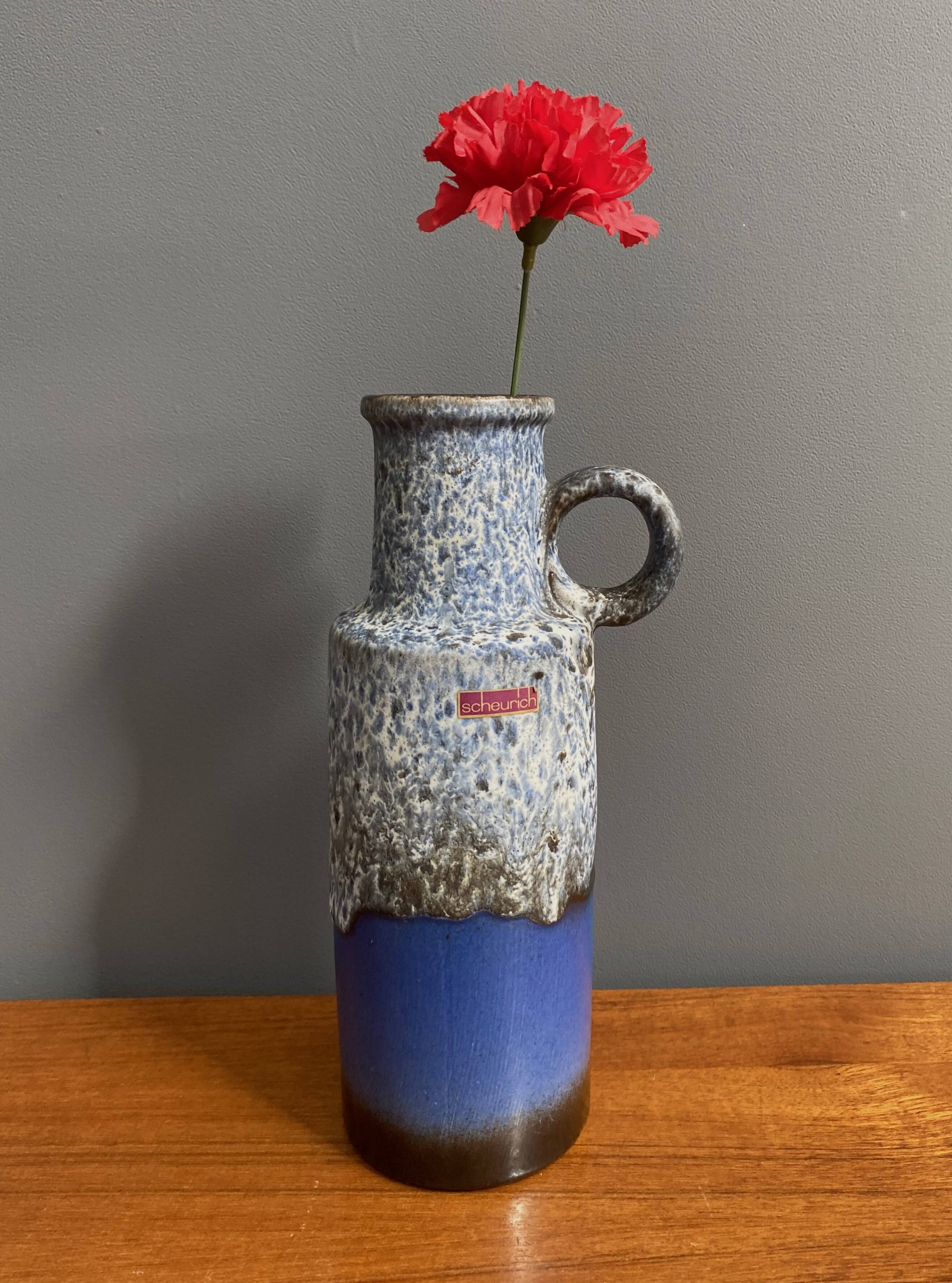 Vase Scheurich modèle 401-28 bleu et gris