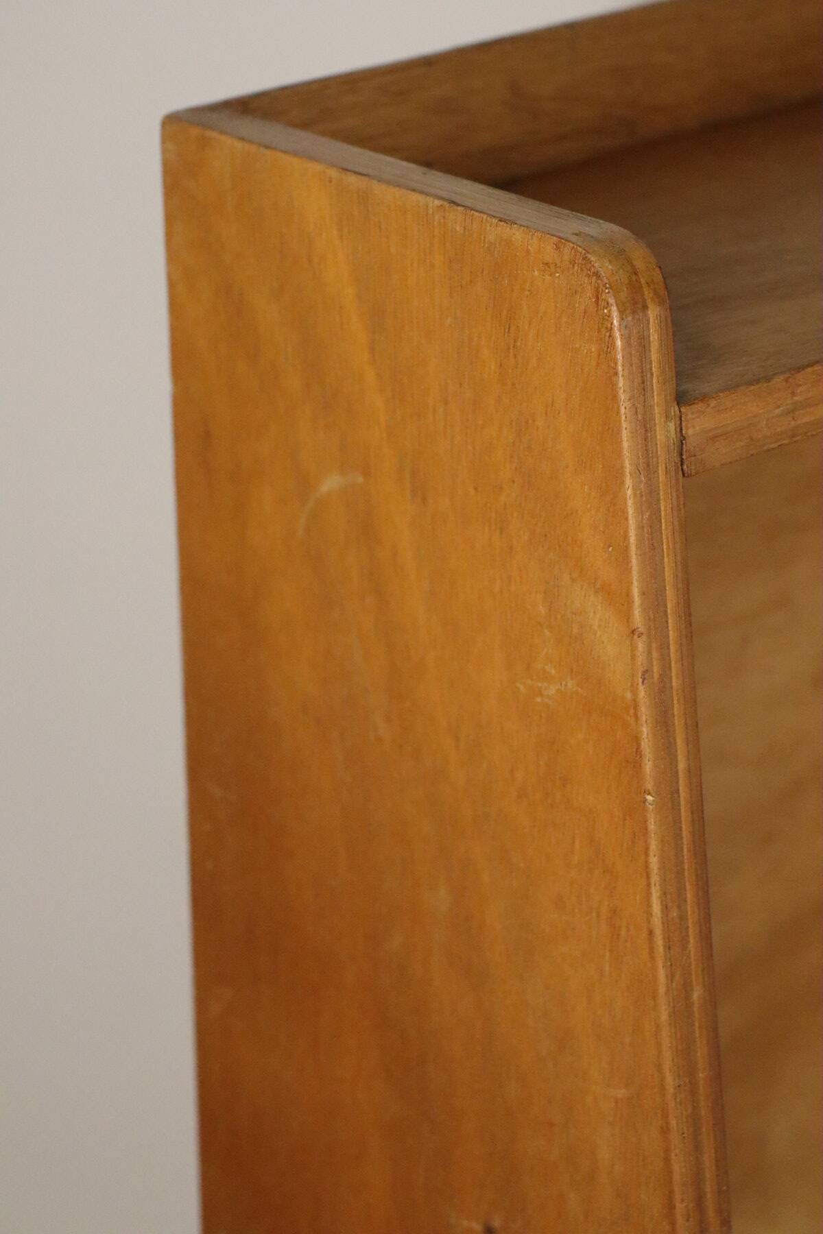 Vintage 1960s wooden secretary with metal legs.