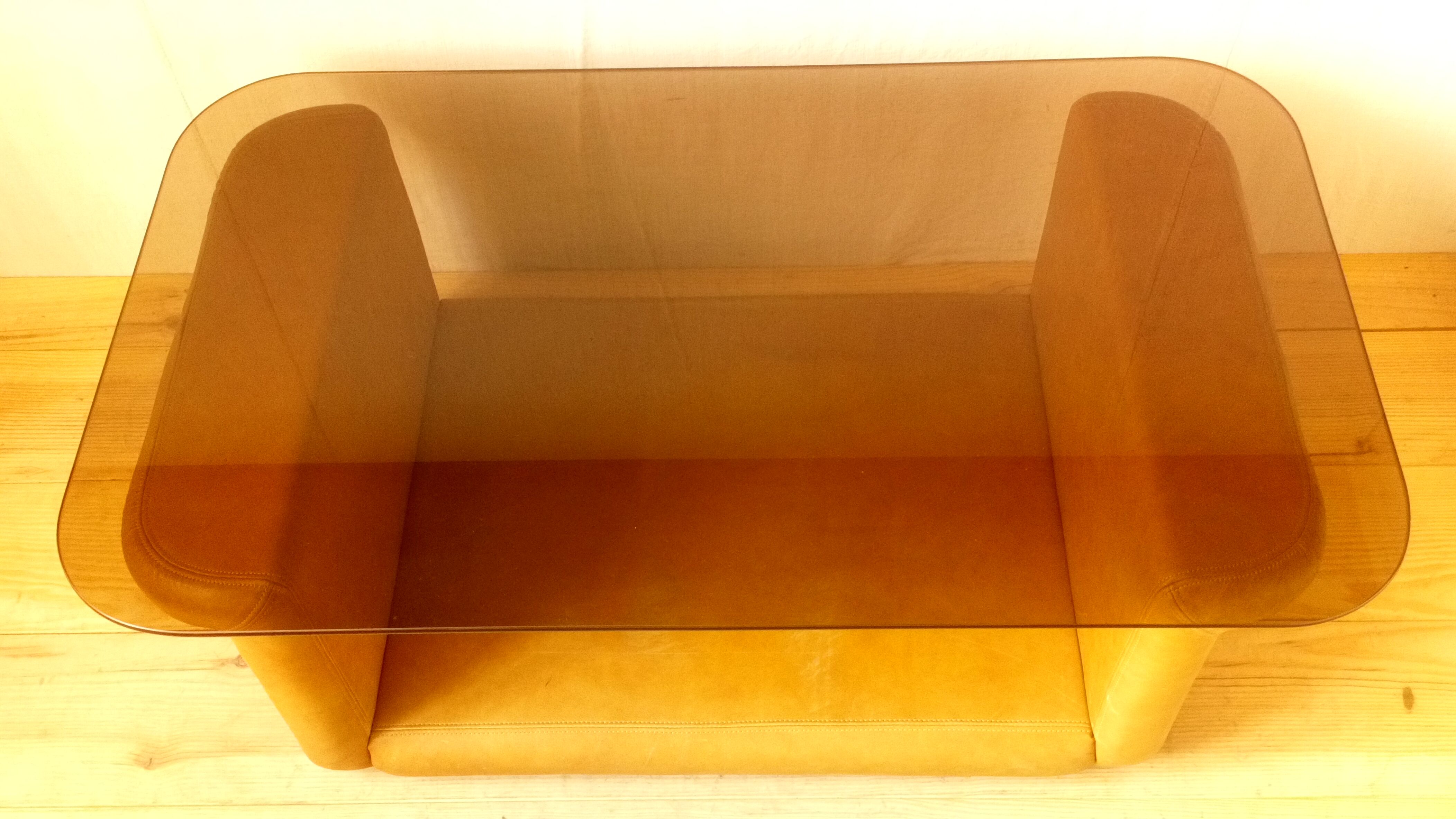 Coffee table in leather Roche Bobois years 70/80