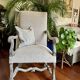 Restored Louis XIII armchair – textured beige fabric