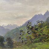 Old painting "Valley in Saint Savin" Hautes Pyrénées 1919 HSP