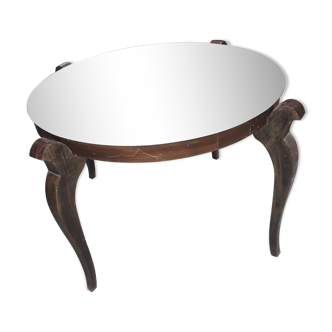 Circular coffee table miror tray