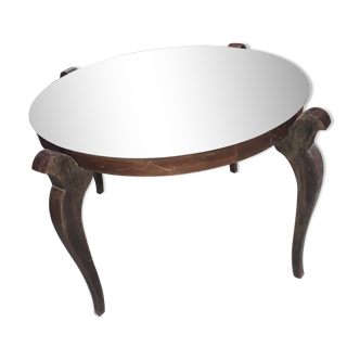 Table basse circulaire plateau miroir