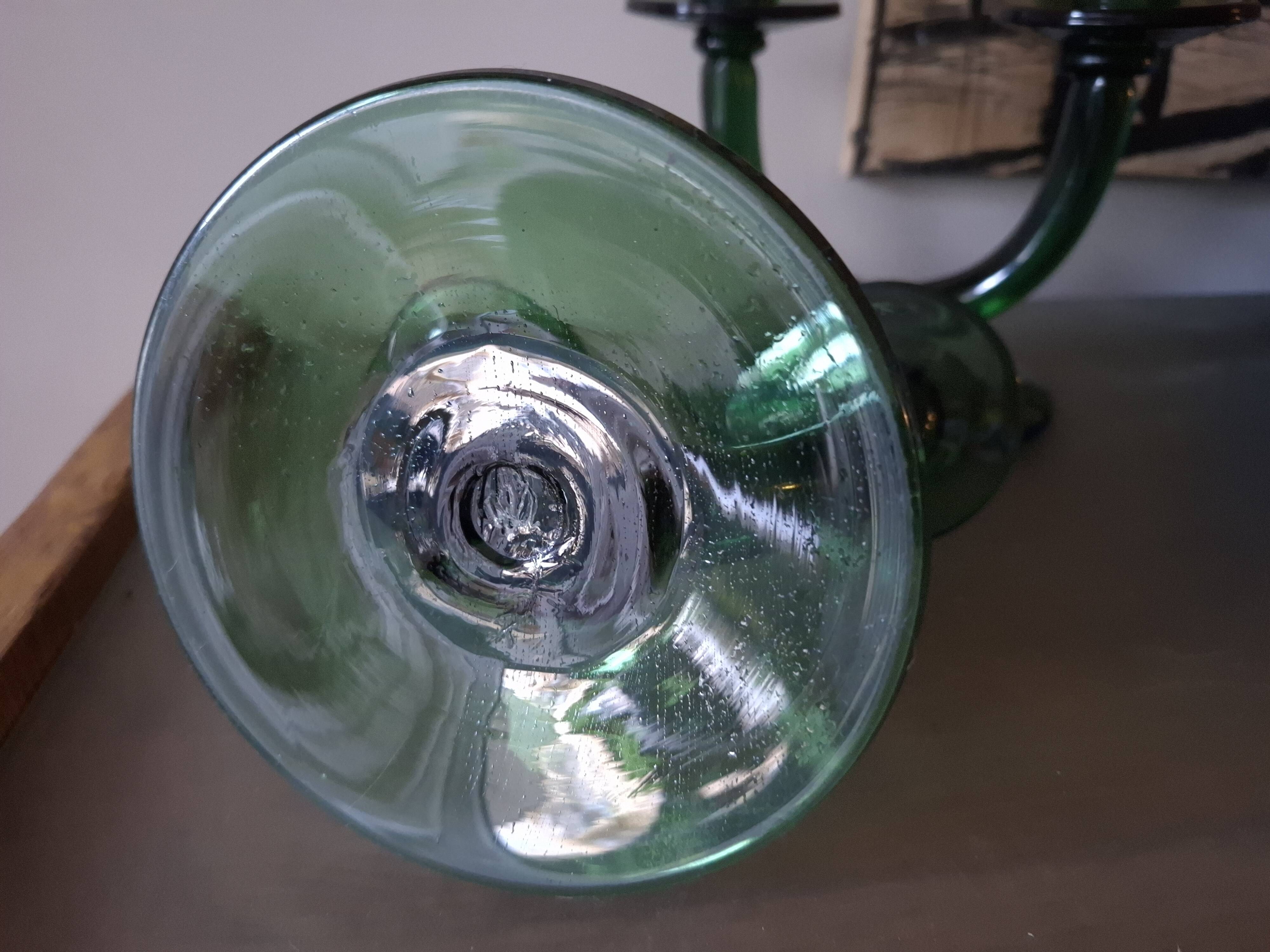 Pair of blown glass candlesticks