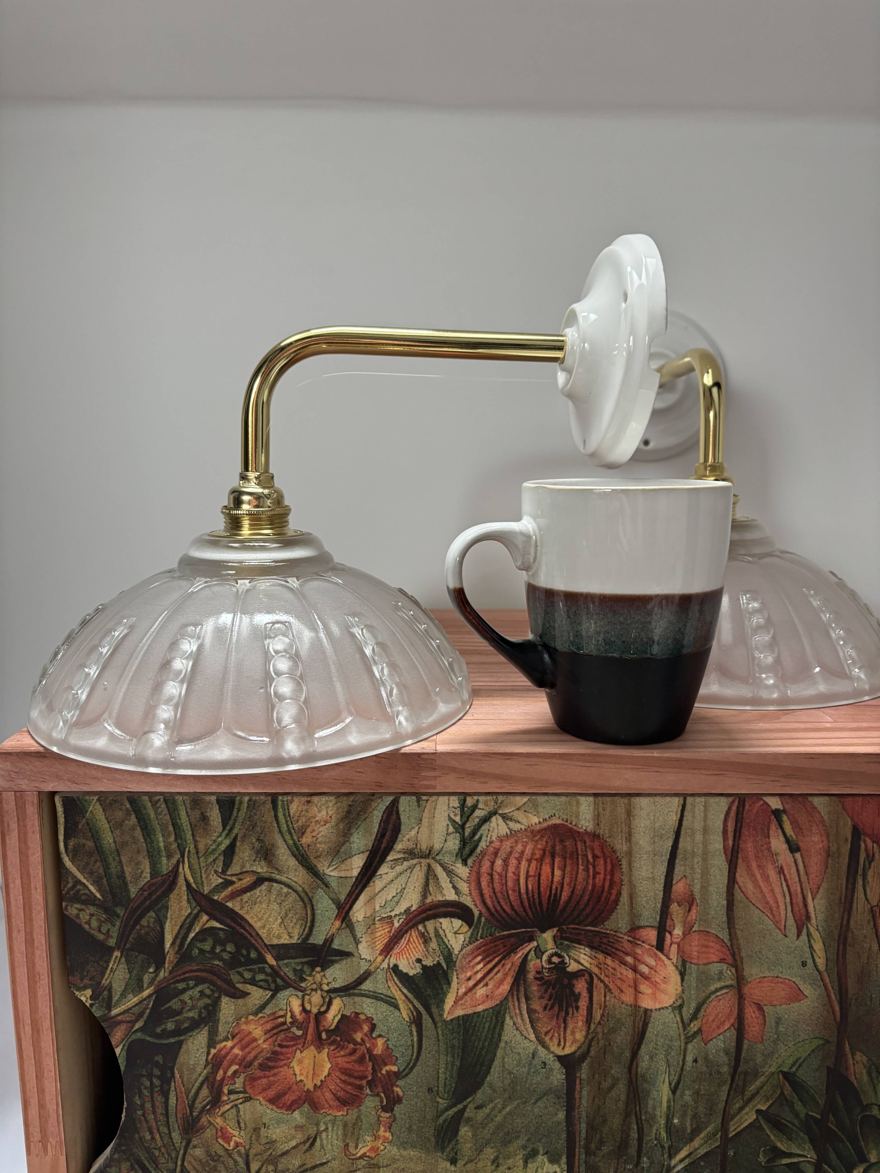 Pair of Art Deco glass gold wall sconces