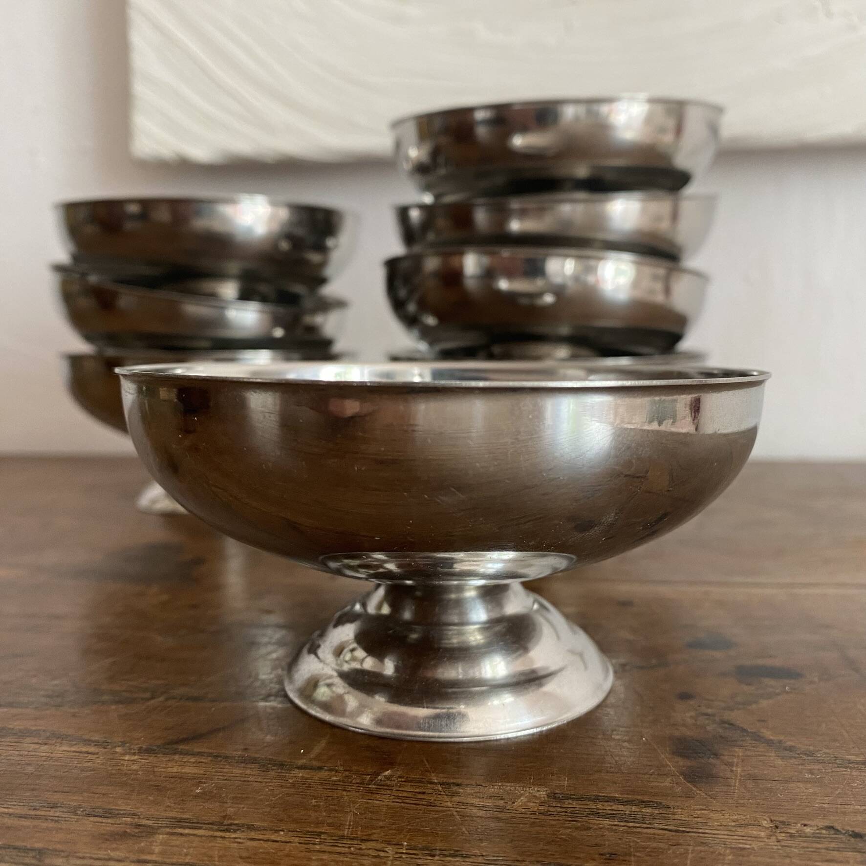 Vintage stainless steel ice cream cups