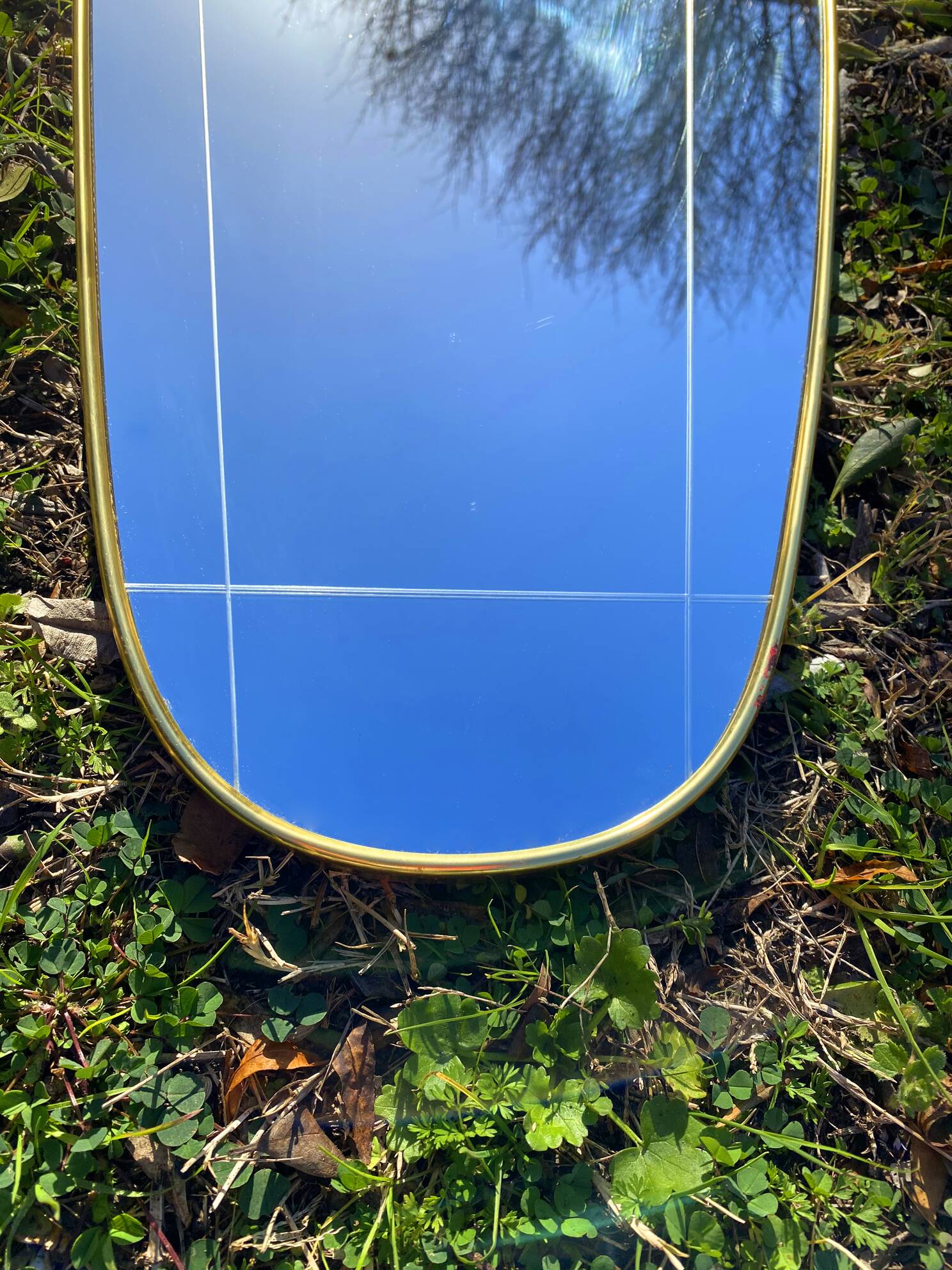 Grand miroir mural de forme asymétrique, Allemagne années 60