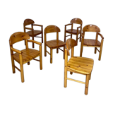6 old Scandinavian chairs from the 70s solid wood design Reiner Daumiller in solid pine