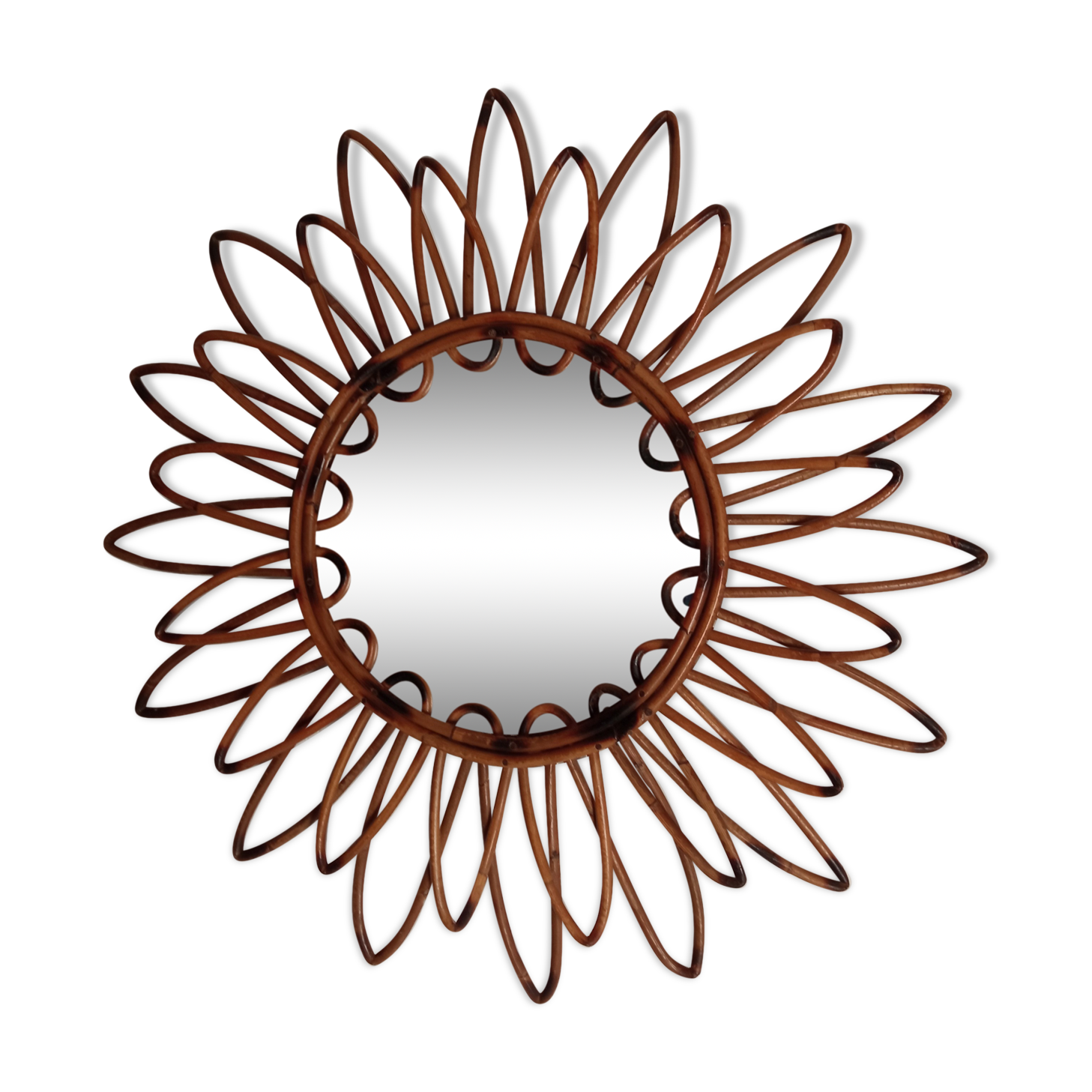 Miroir en bambou vintage 57cm
