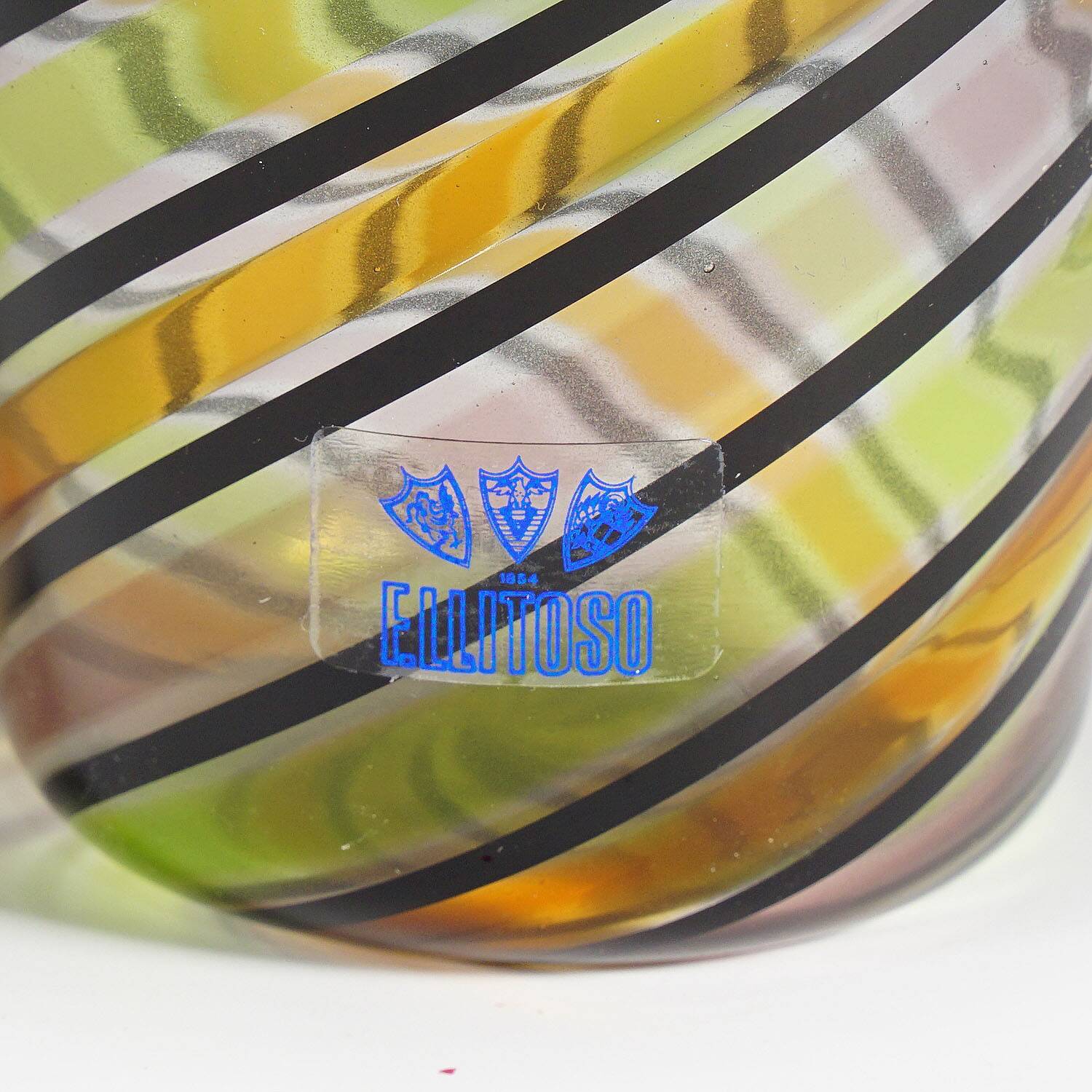 Glass vase "a canne" by Fratelli Toso with handles, Murano, Italy, circa