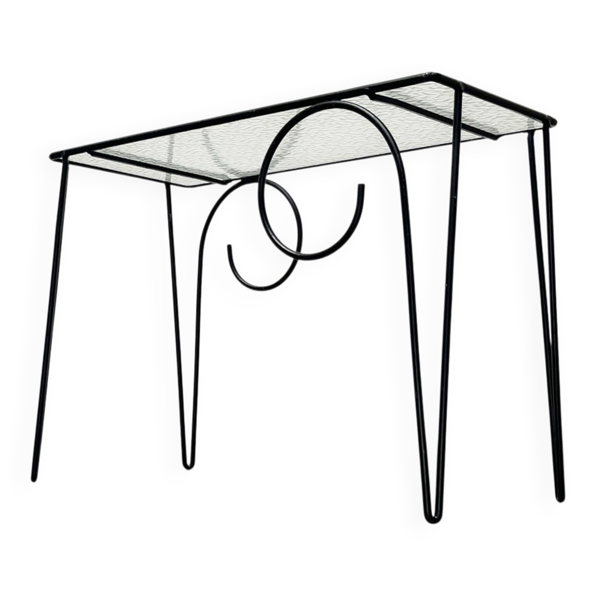 Table d'appoint en verre de style danois String des années 1960, milieu du siècle