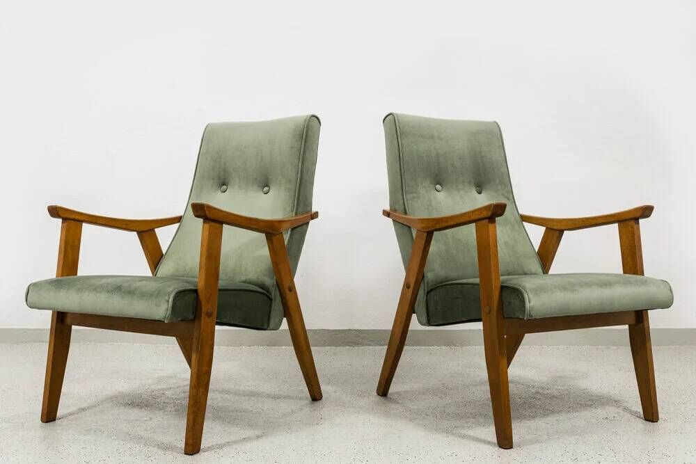 Chaises vintage par Edmund Homa Gfm 18, Pologne, années 1960, ensemble de 2