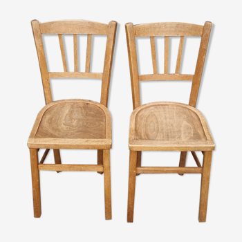 Deux paires de chaises de bistrot Luterma, en bois blond, vintage, années 50
