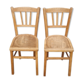 Two pairs of Luterma bistro chairs, made of blond wood, vintage, 50s