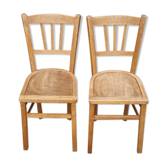Two pairs of Luterma bistro chairs, made of blond wood, vintage, 50s
