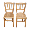 Deux paires de chaises de bistrot Luterma, en bois blond, vintage, années 50