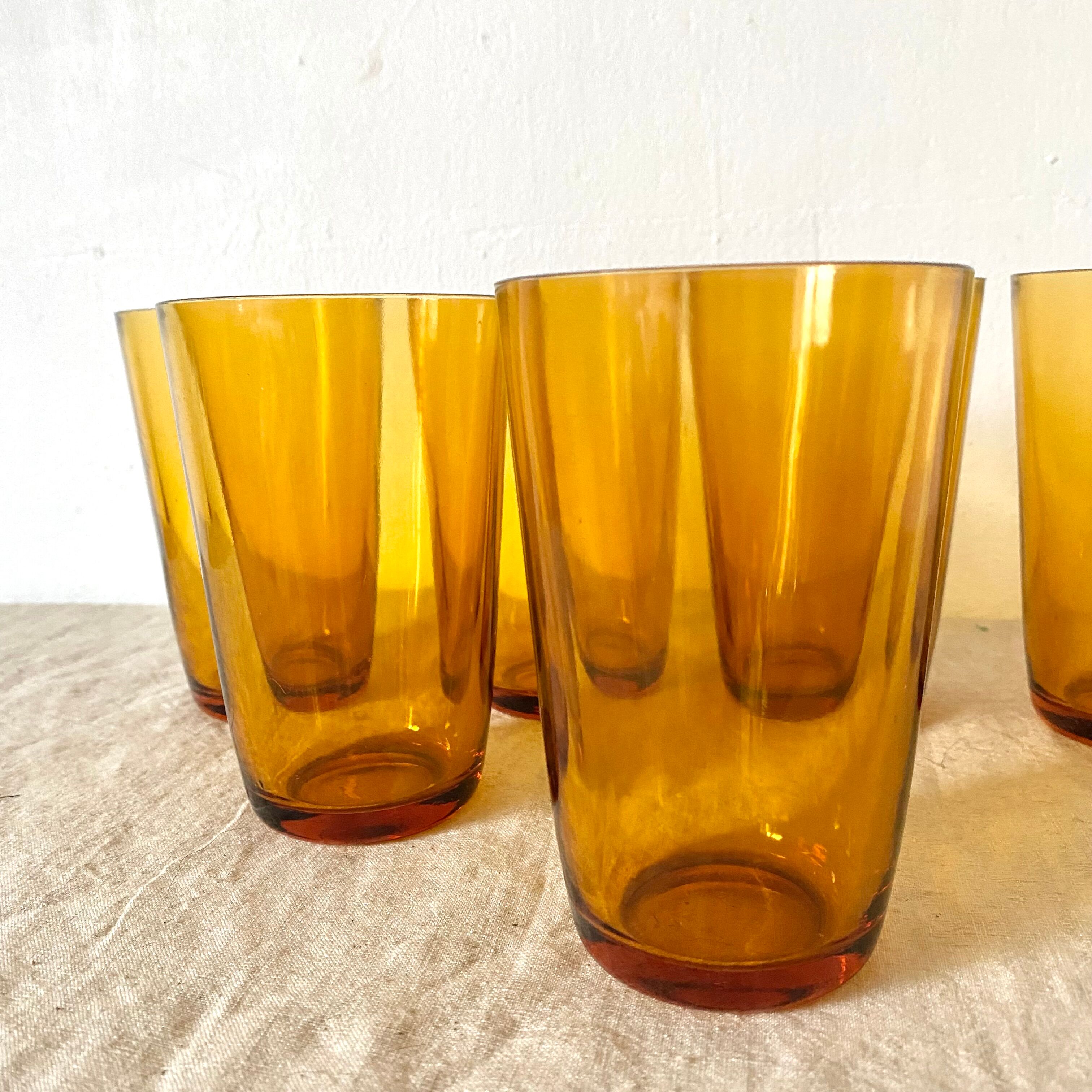 Verres à eau vintage ambrés vereco