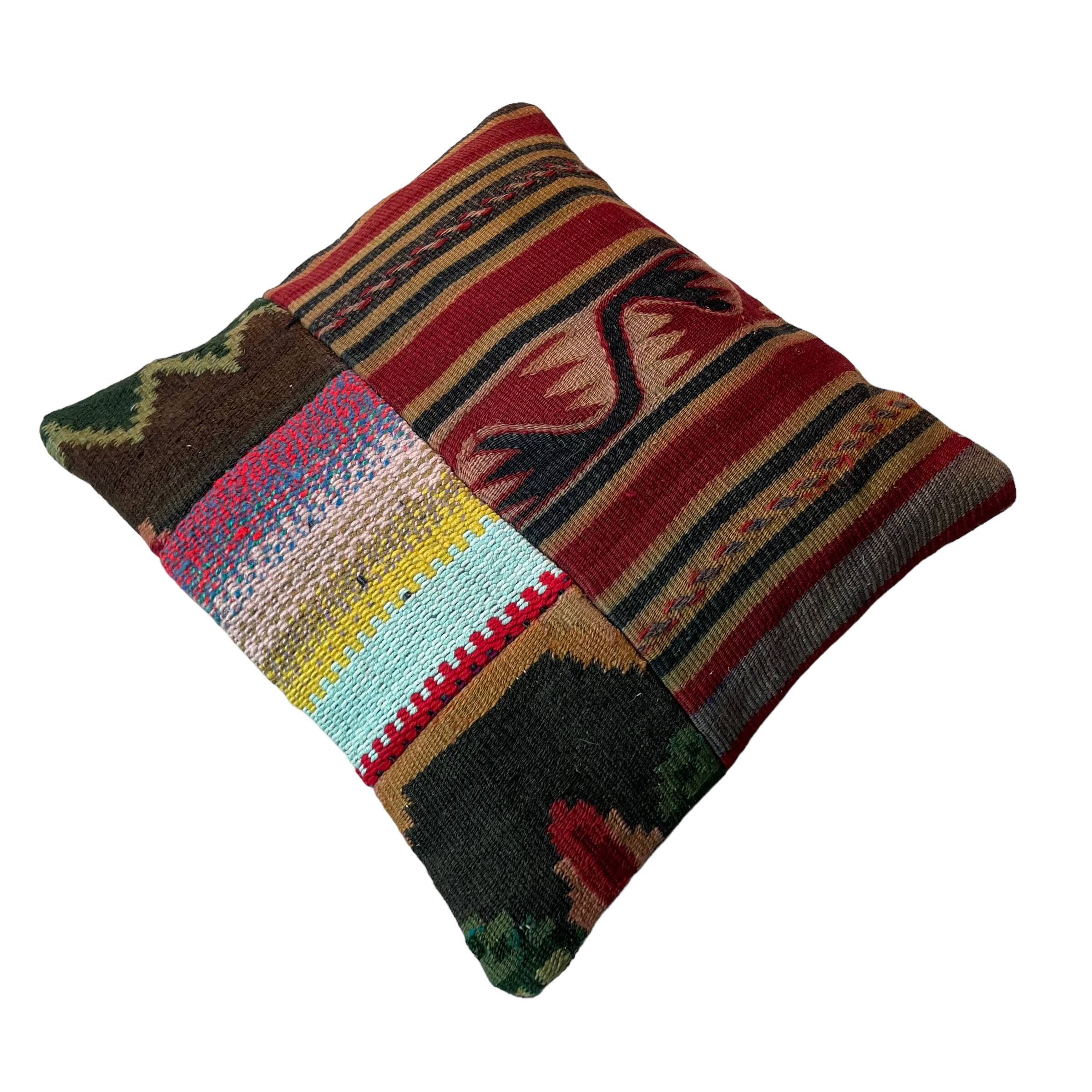 Turkish kilim patchwork cushion cover
