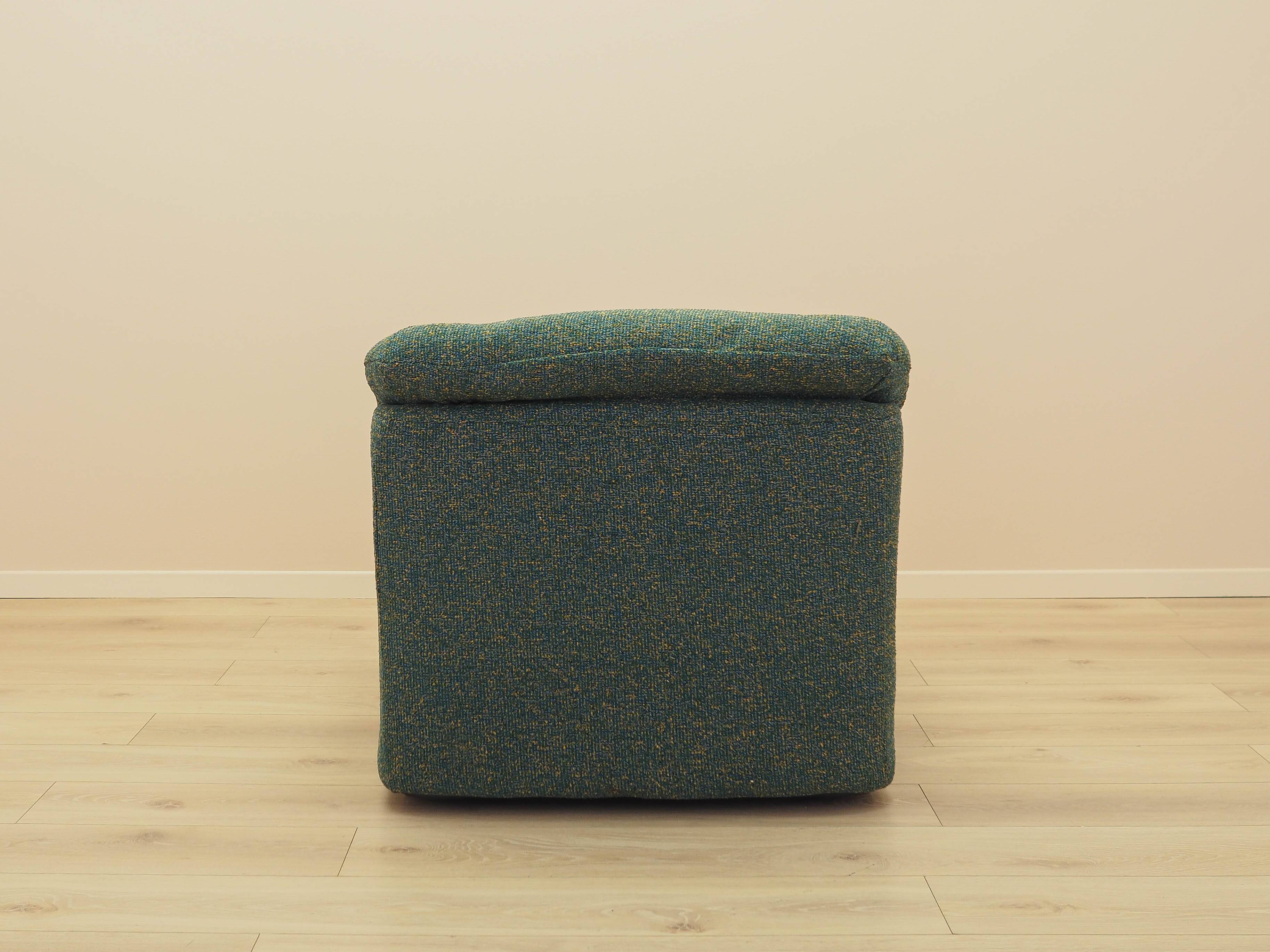 Green armchair, Italian design, 1970s, made in Italy