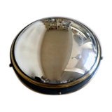 Leather and brass bulging witch mirror 1970 21cm