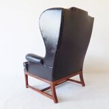 Chesterfield high back leather armchair black from the 1960s