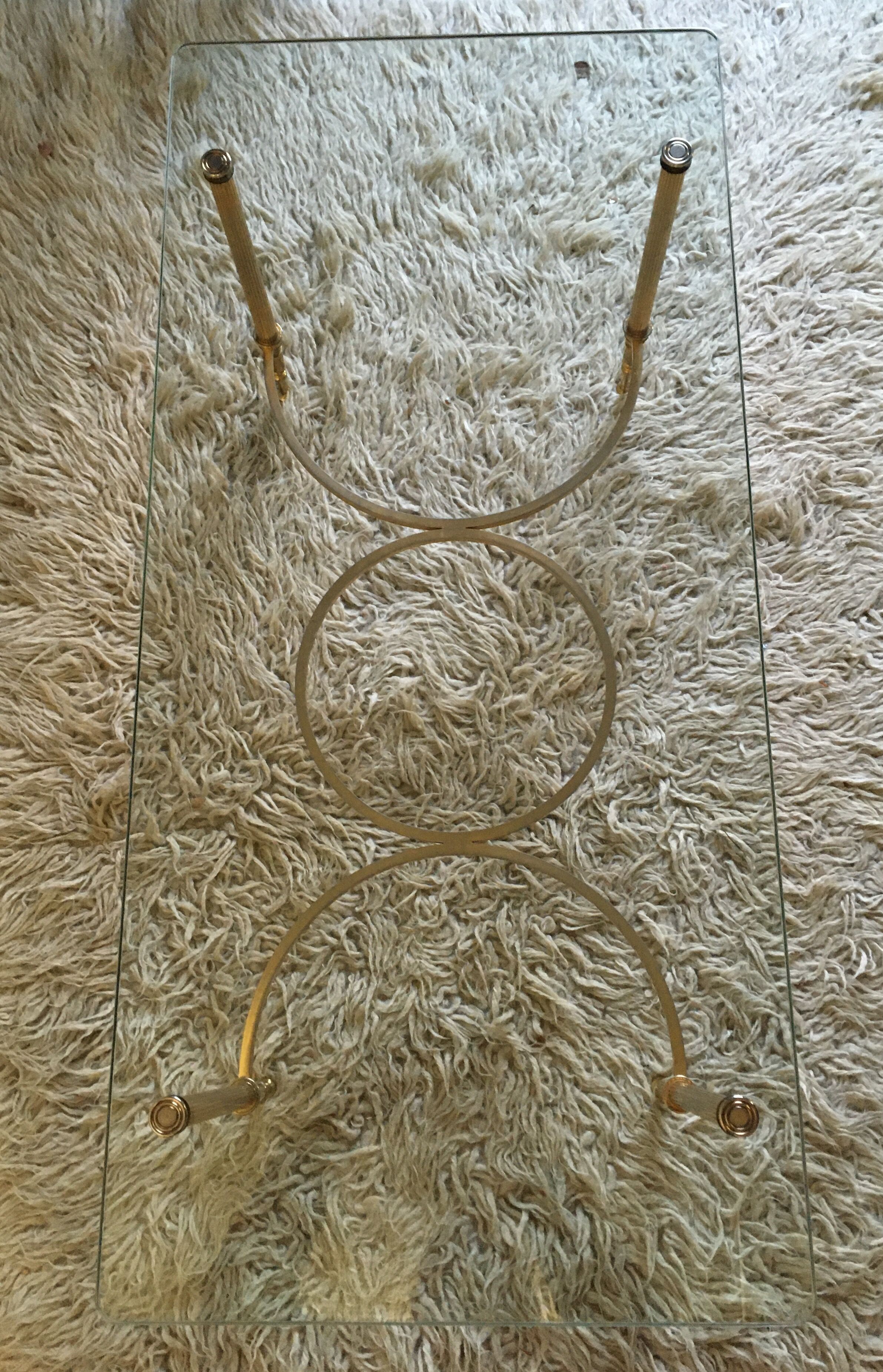 Brass and glass coffee table - 50s