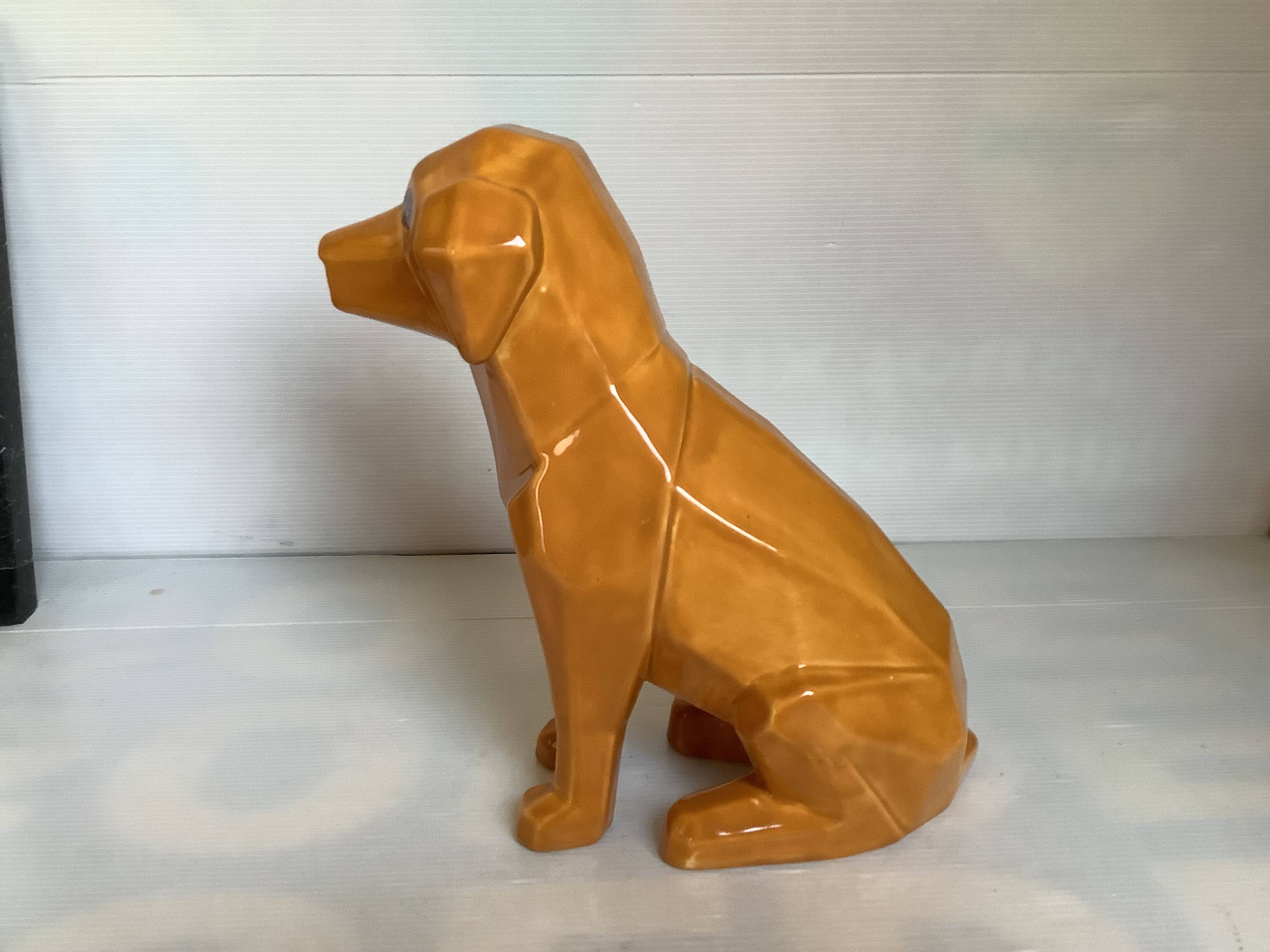Grand chien style origami céramique
