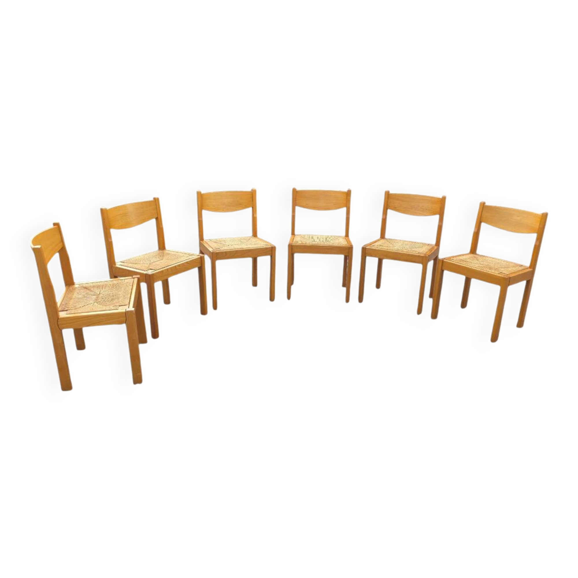 6 vintage elm chairs from Maison Regain, 1960s